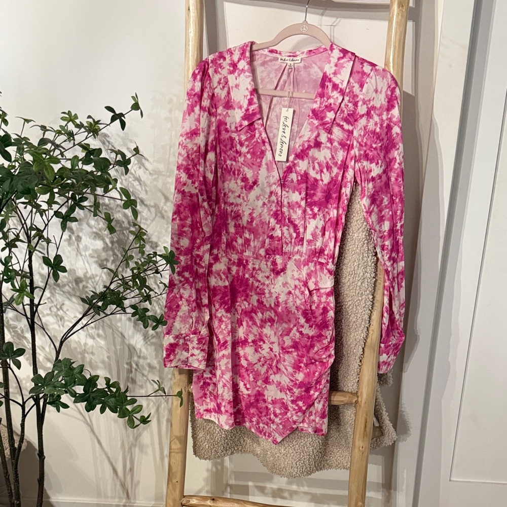 For Love And Lemons Pink Tie-Dye Mini Dress